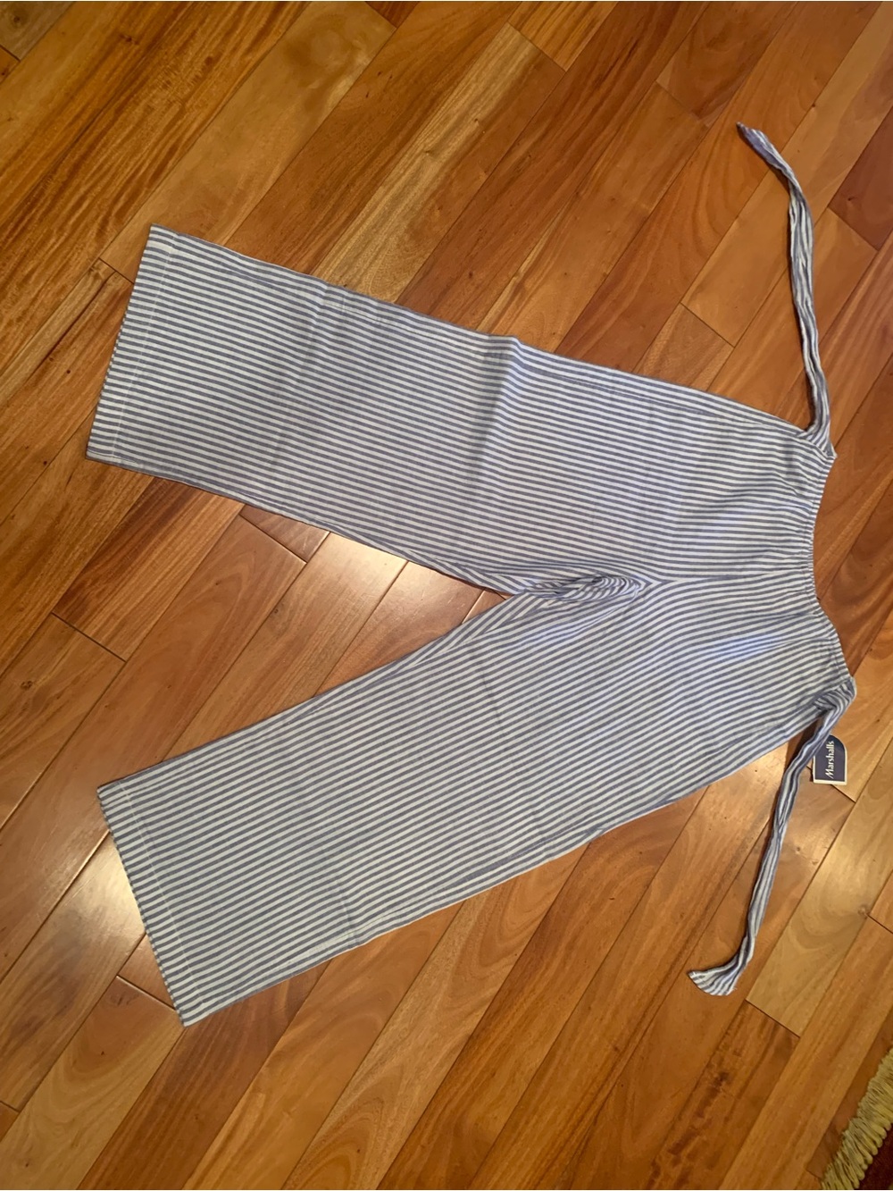 beachlunchlounge Light Blue & White Striped Wide-Leg Tie Beach/Lounge Pants